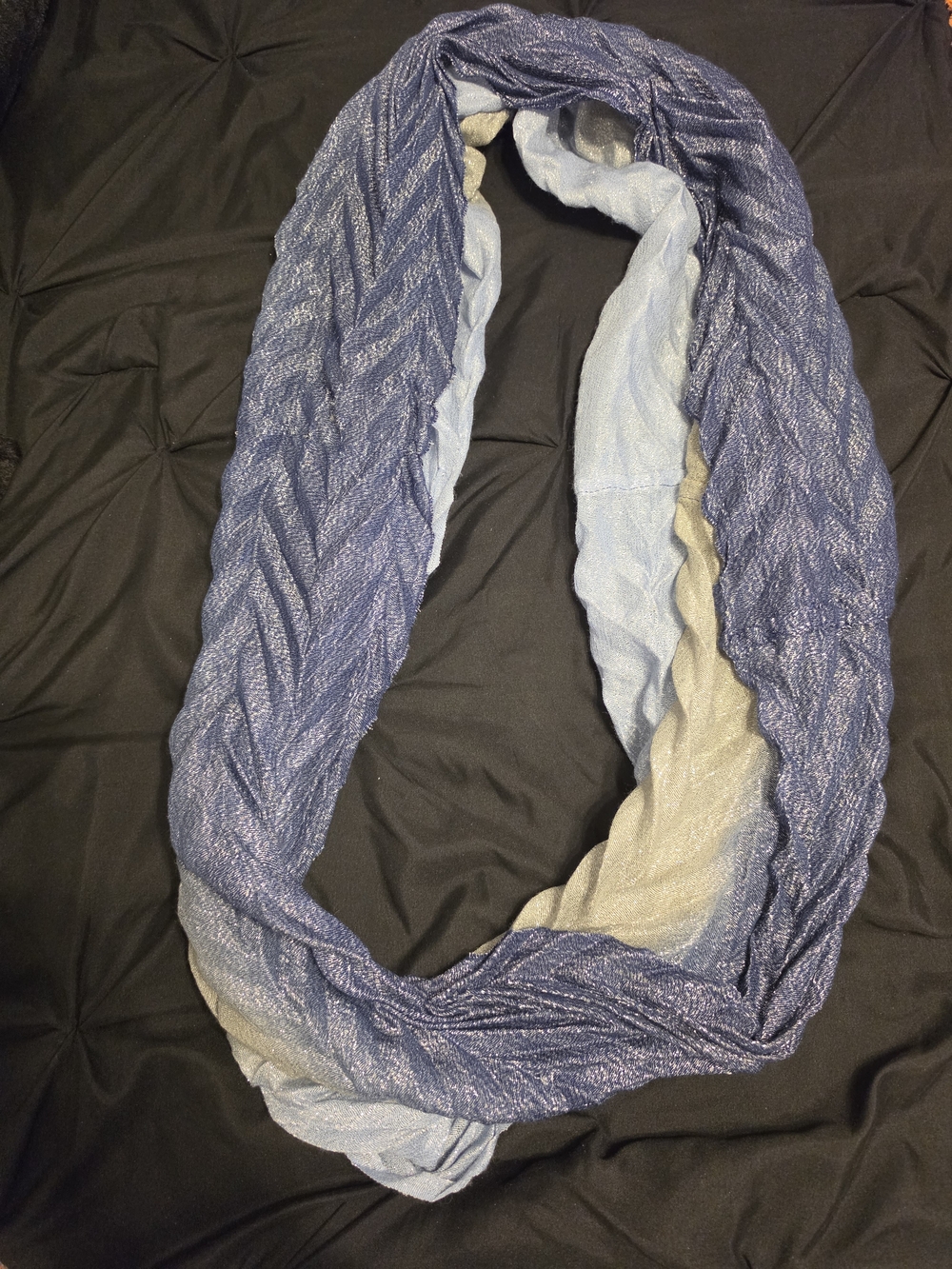Women's Light Blue and Navy Infinity Scarf